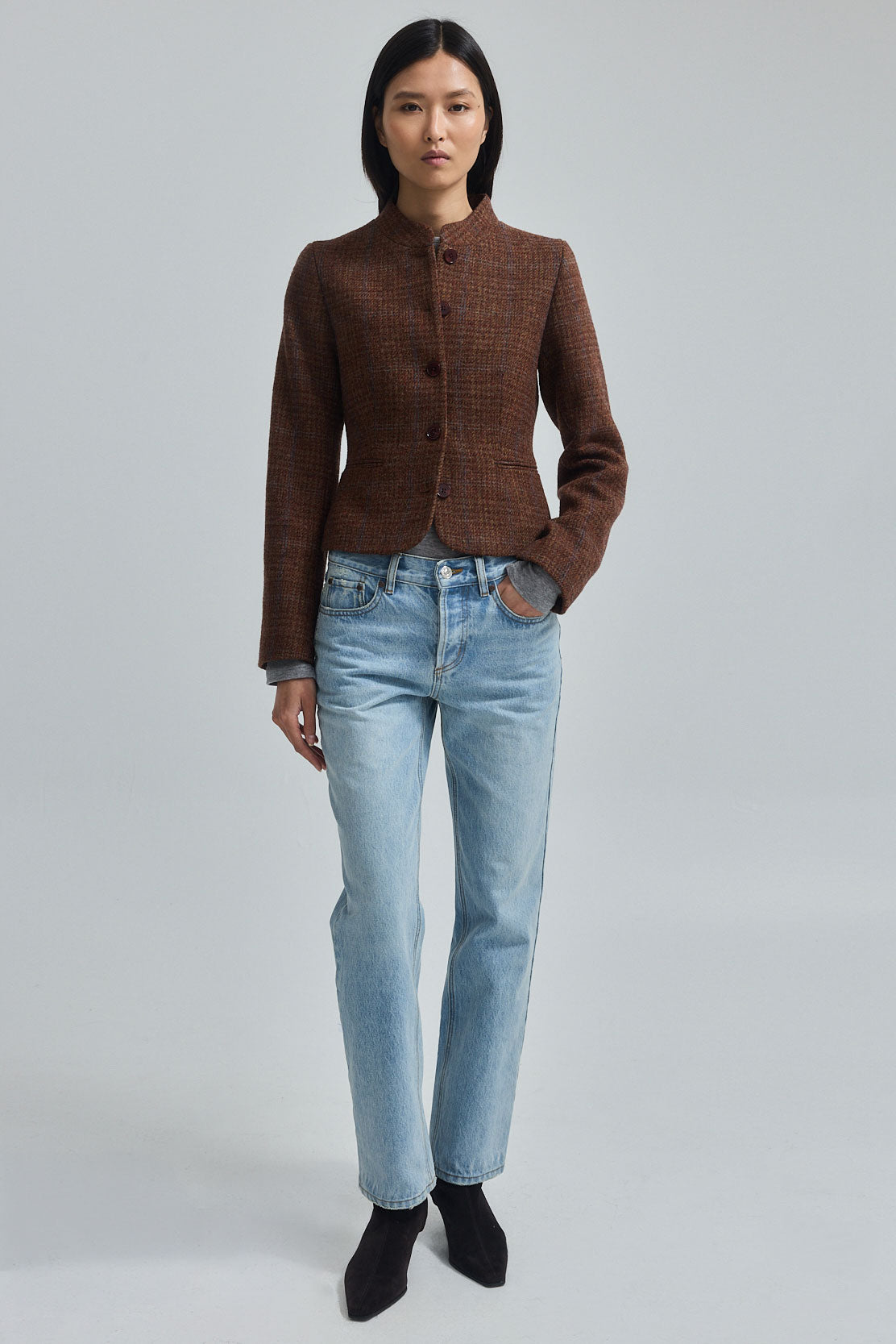 Mandarin Collar Fitted Jacket