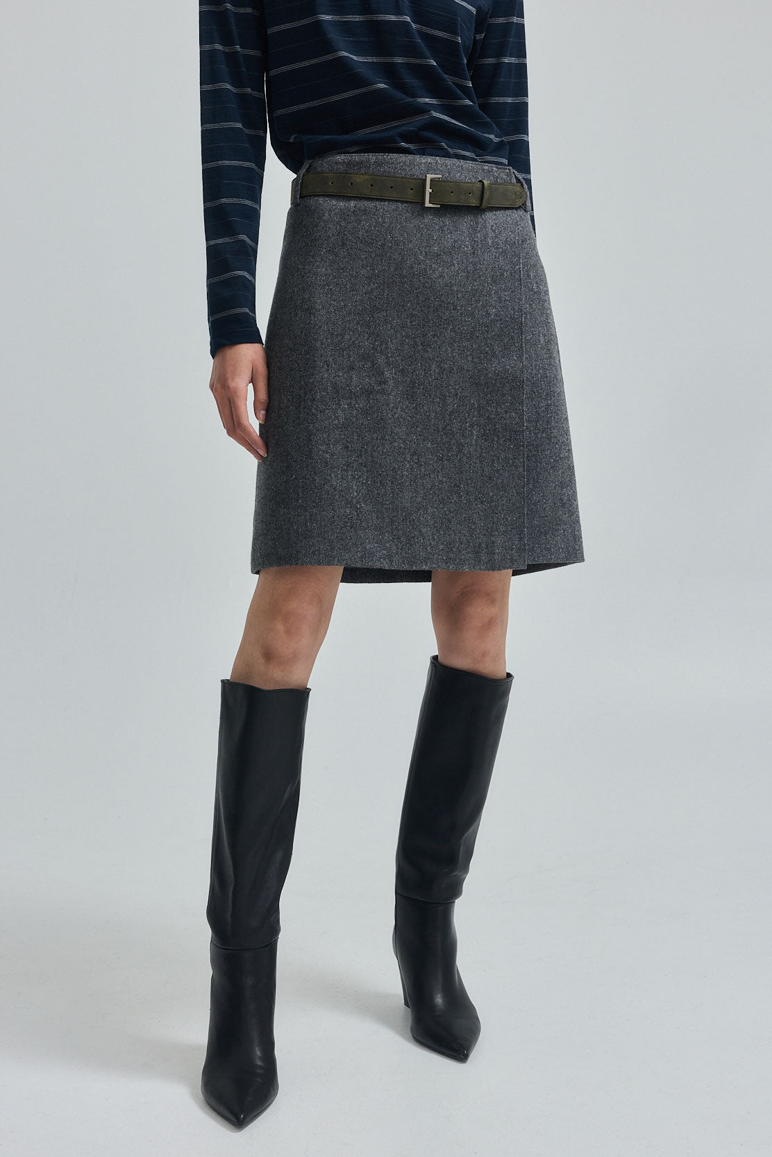 Wool Midi Wrap Skirt