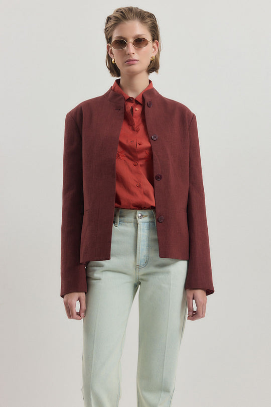 Mandarin Collar Tailored Blazer