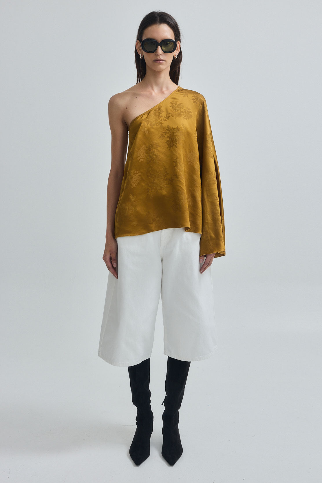 One Shoulder Jacquard Top