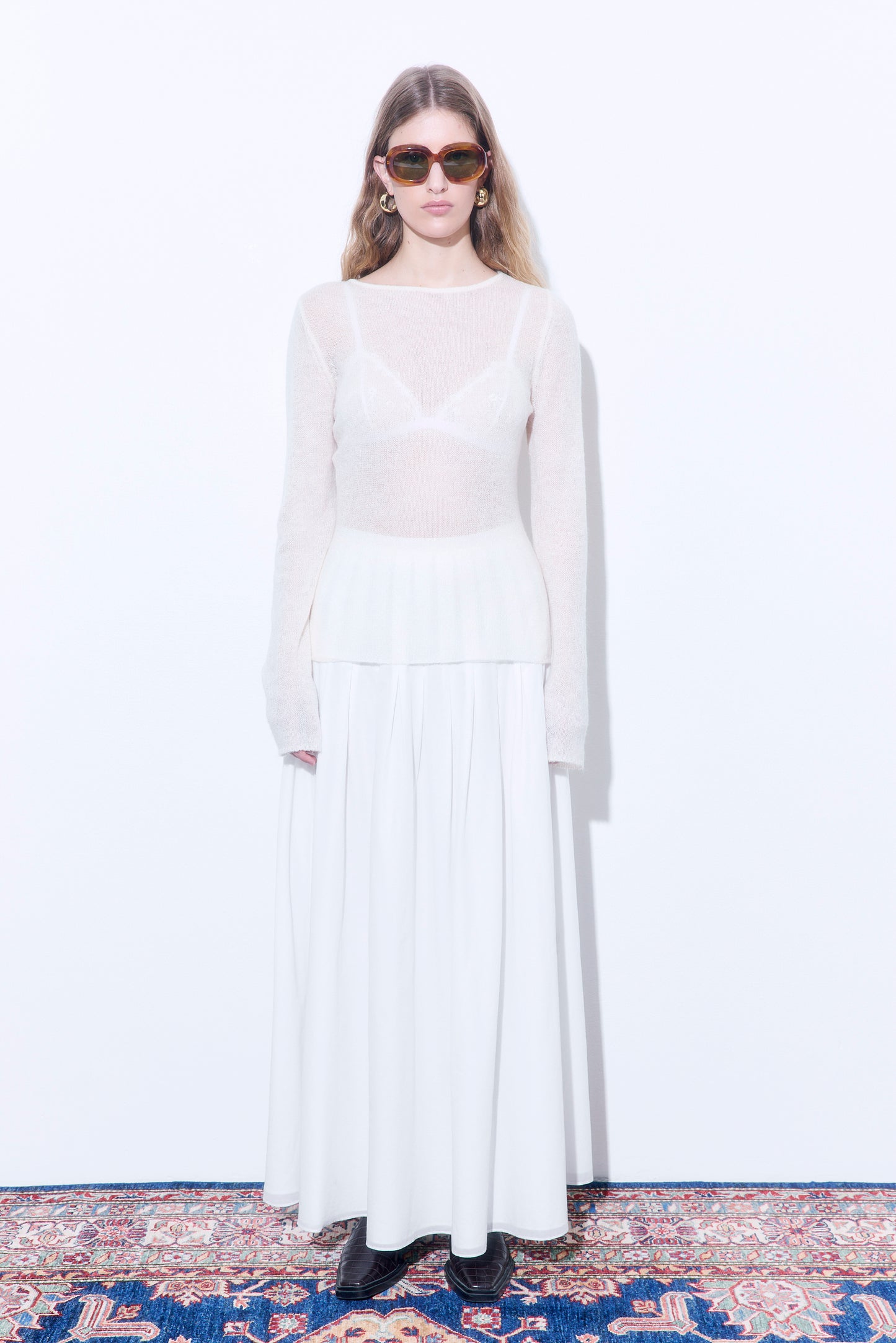 Sheer Boat Neck Long Sleeve