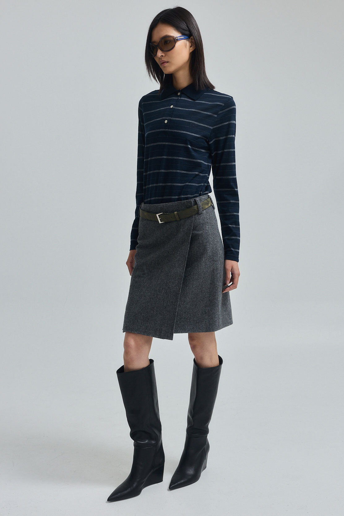 Wool Midi Wrap Skirt