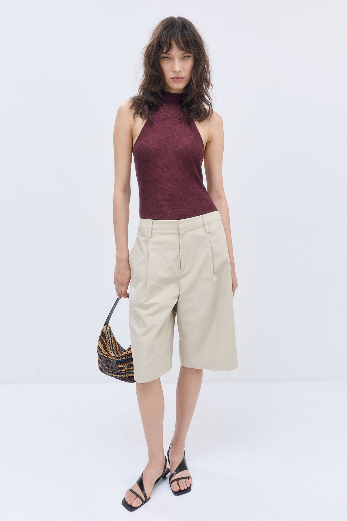 Fuzzy Sheer Scarf Halter Top