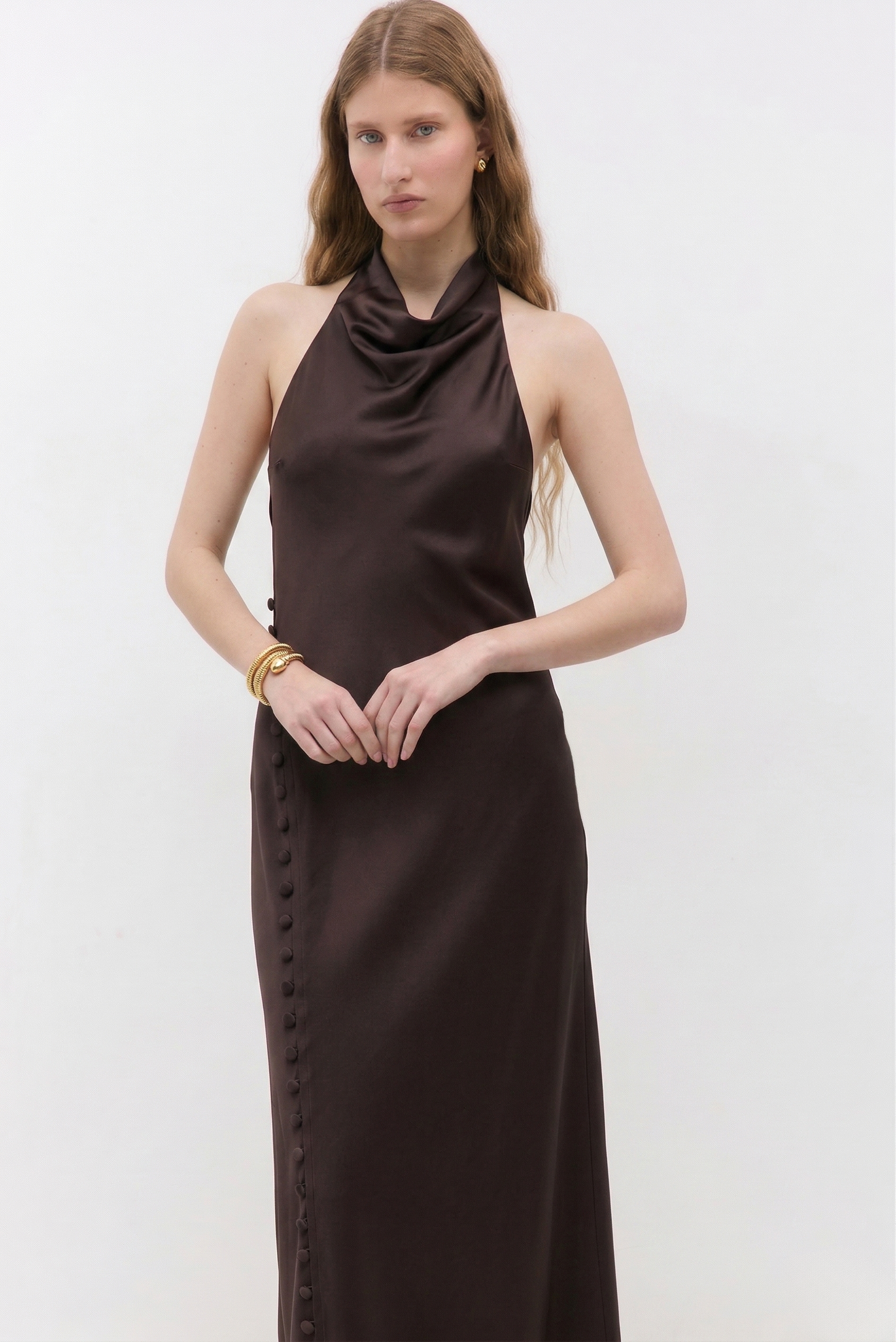 Satin Drape Maxi Dress - Dé Rococo