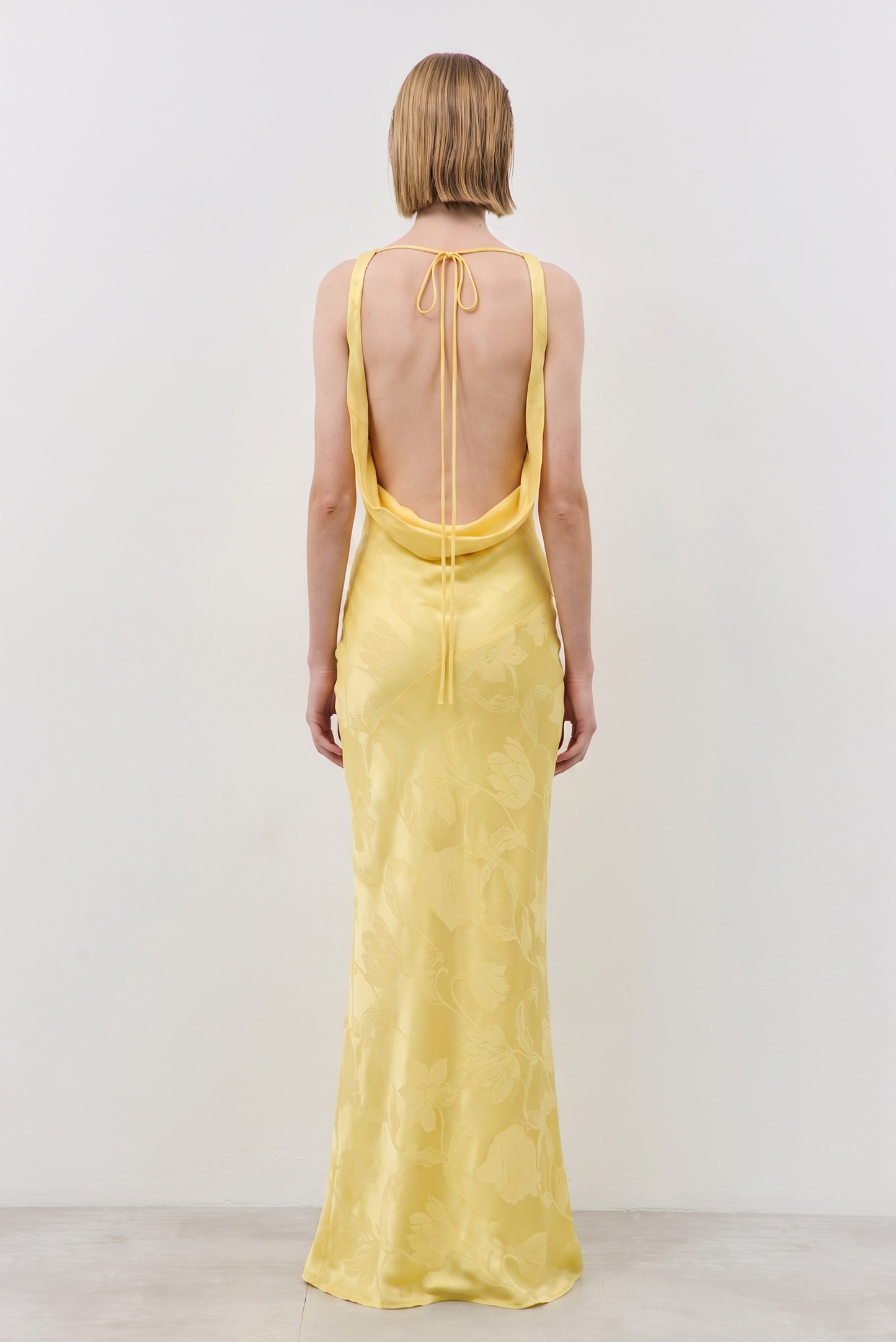 Satin Draped Back Maxi Dress