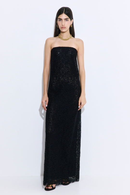 Strapless Lace Maxi Dress