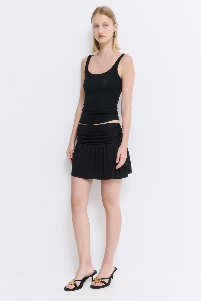 Draped Jersey Mini Skirt