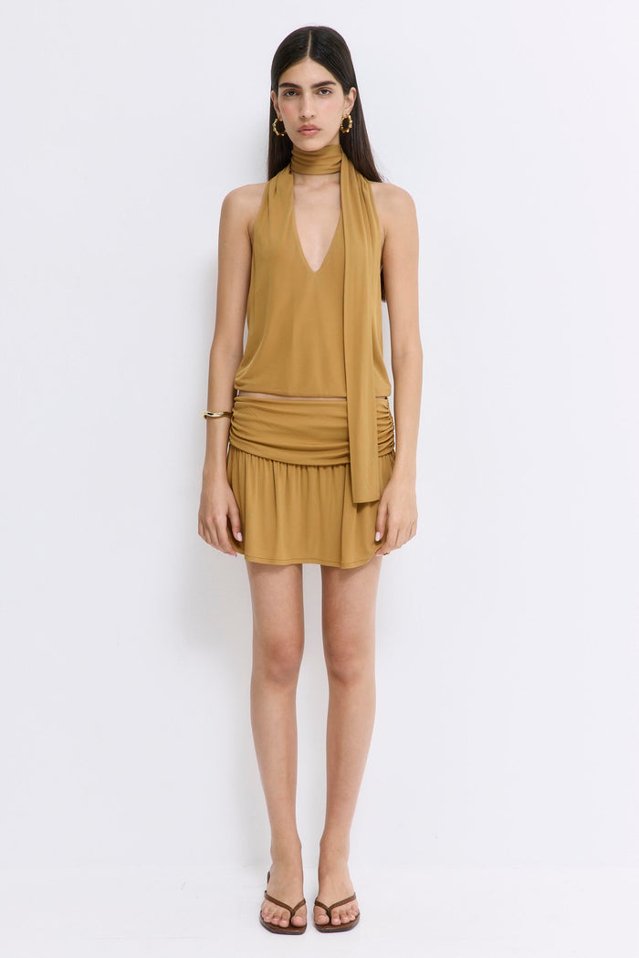 Draped Jersey Mini Skirt