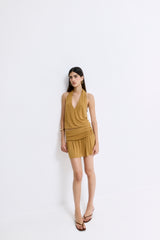 Draped Jersey Mini Skirt