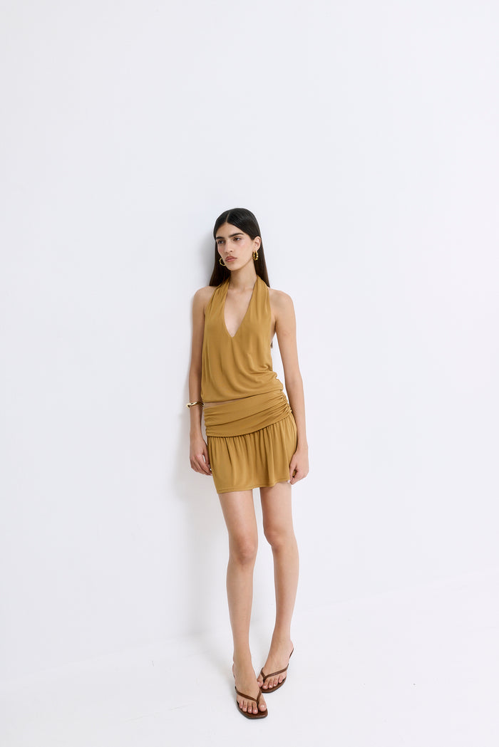 Draped Jersey Mini Skirt