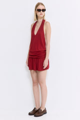 Draped Jersey Mini Skirt