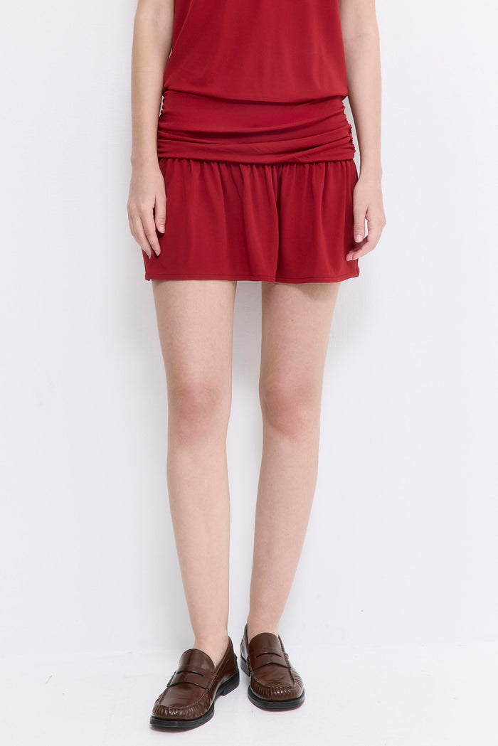 Draped Jersey Mini Skirt