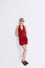 Draped Jersey Mini Skirt