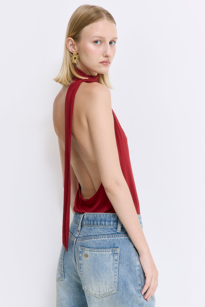 Draped Jersey Deep V Top