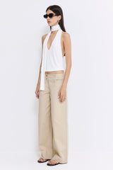 Draped Jersey Deep V Top
