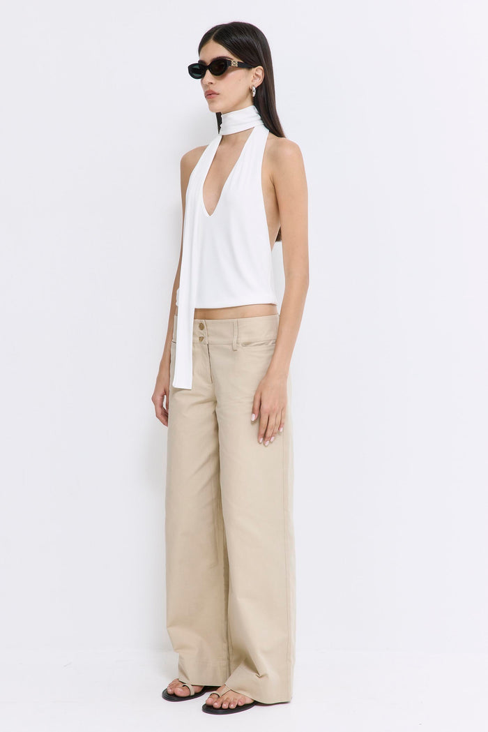 Draped Jersey Deep V Top