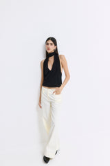 Draped Jersey Deep V Top