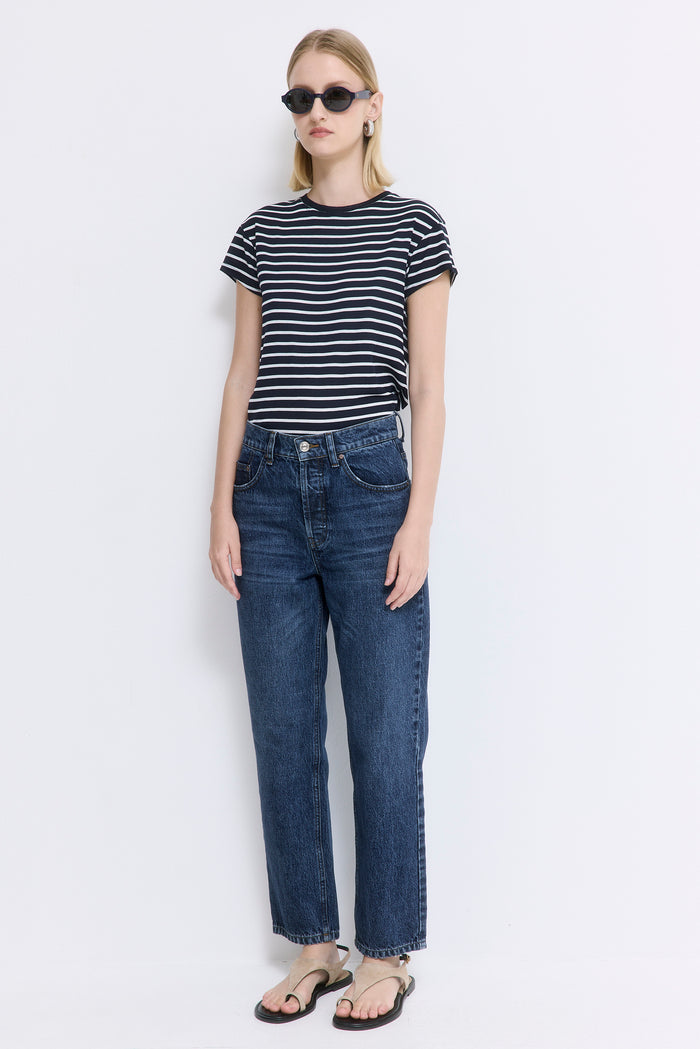 No.5| High Waist Straight Cropped Denim