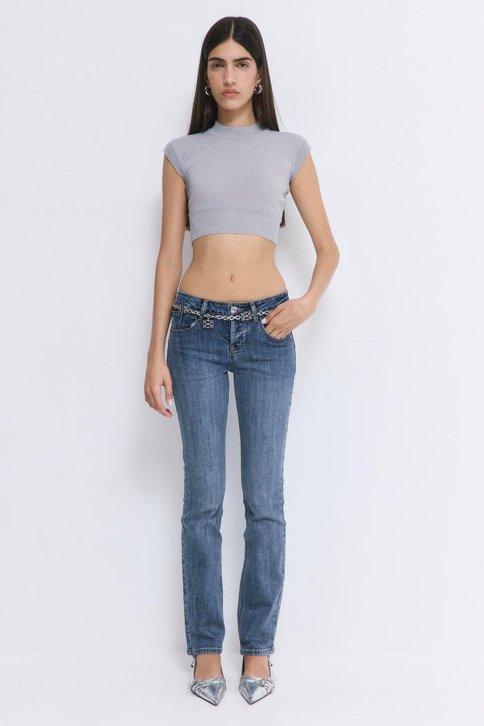 Cropped Sheer Sleeveless Knit