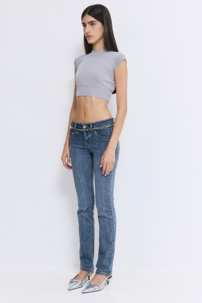 Cropped Sheer Sleeveless Knit