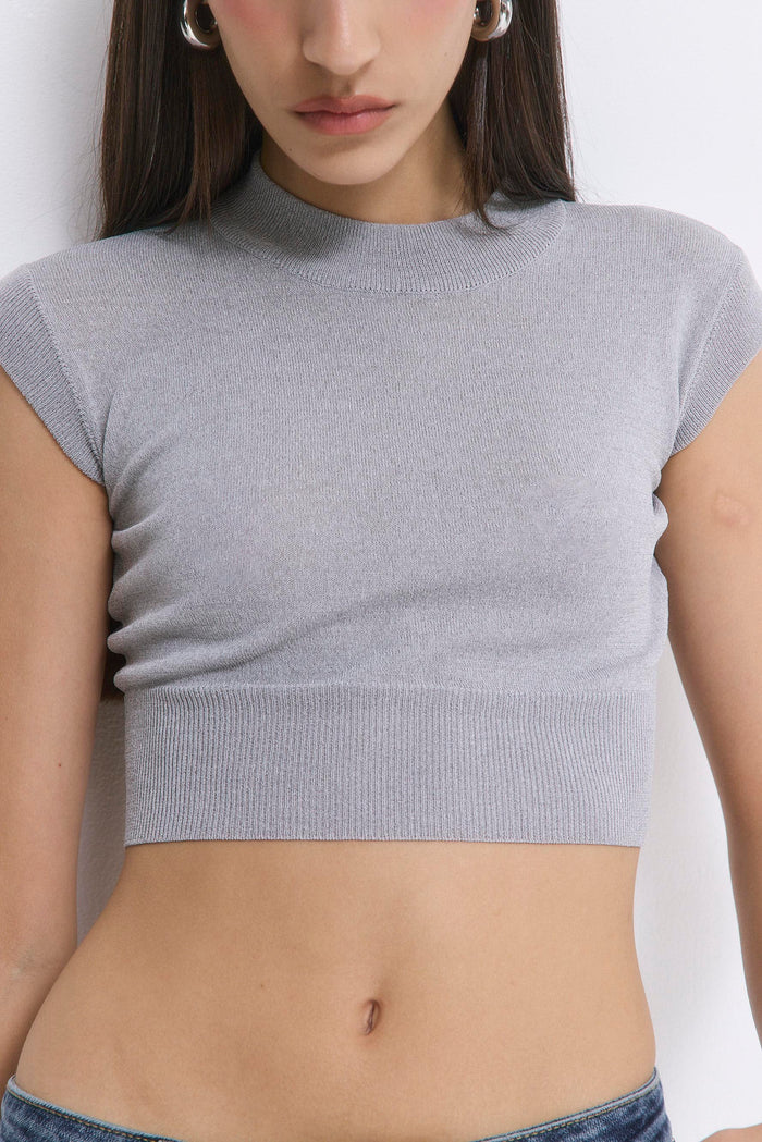 Cropped Sheer Sleeveless Knit