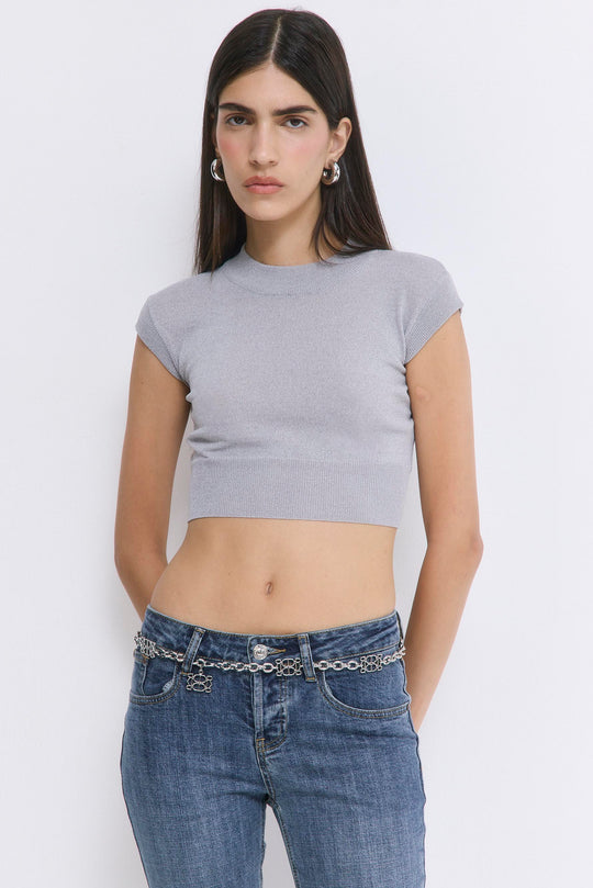 Cropped Sheer Sleeveless Knit