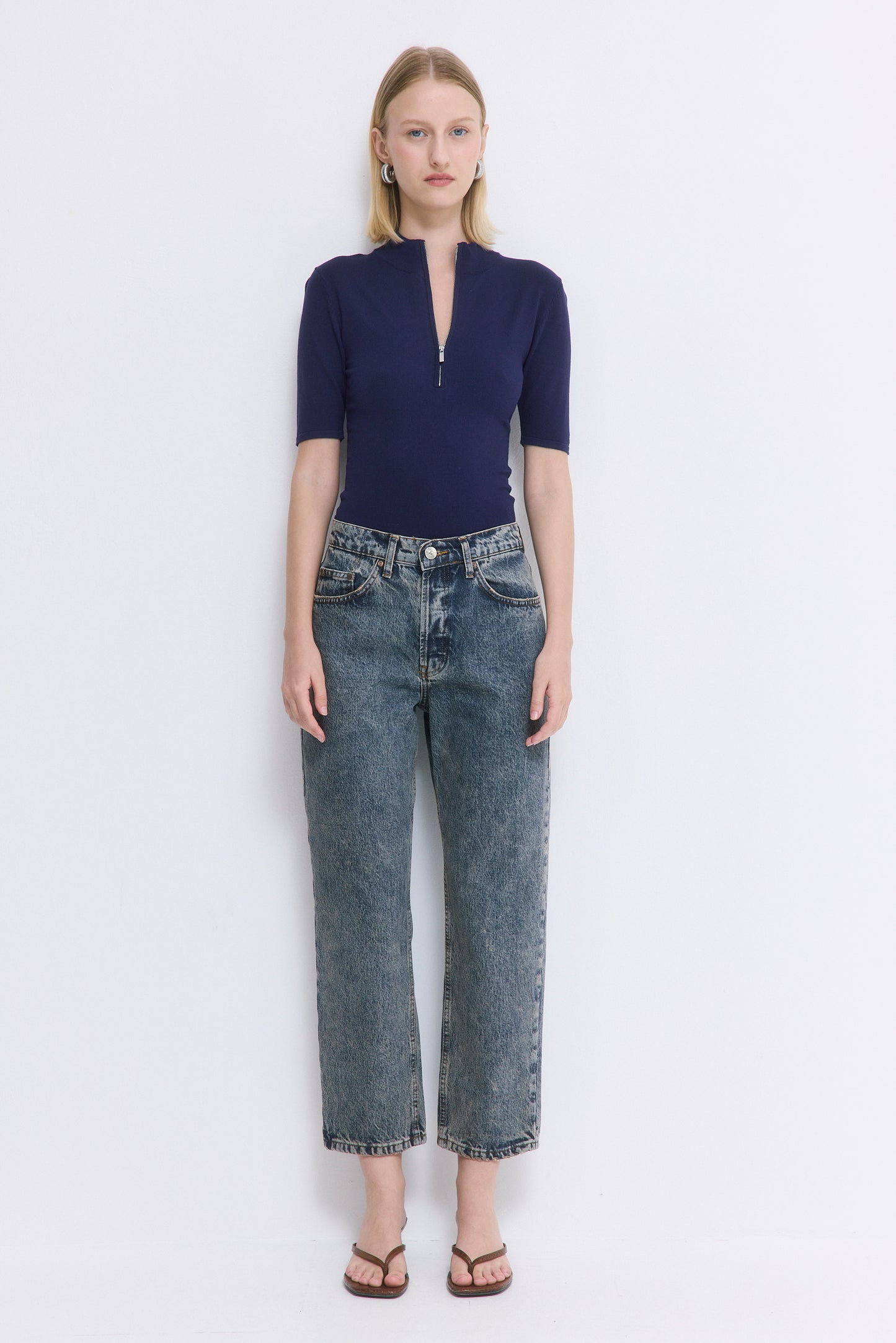 No.5| High Waist Straight Cropped Denim