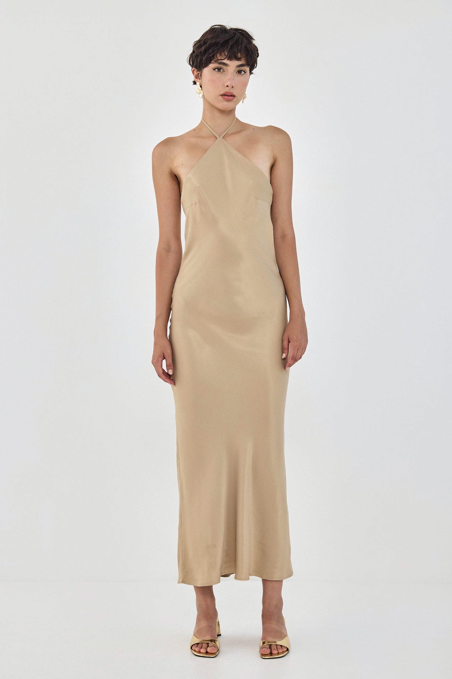 Collar Maxi Satin Dress - Dé Rococo