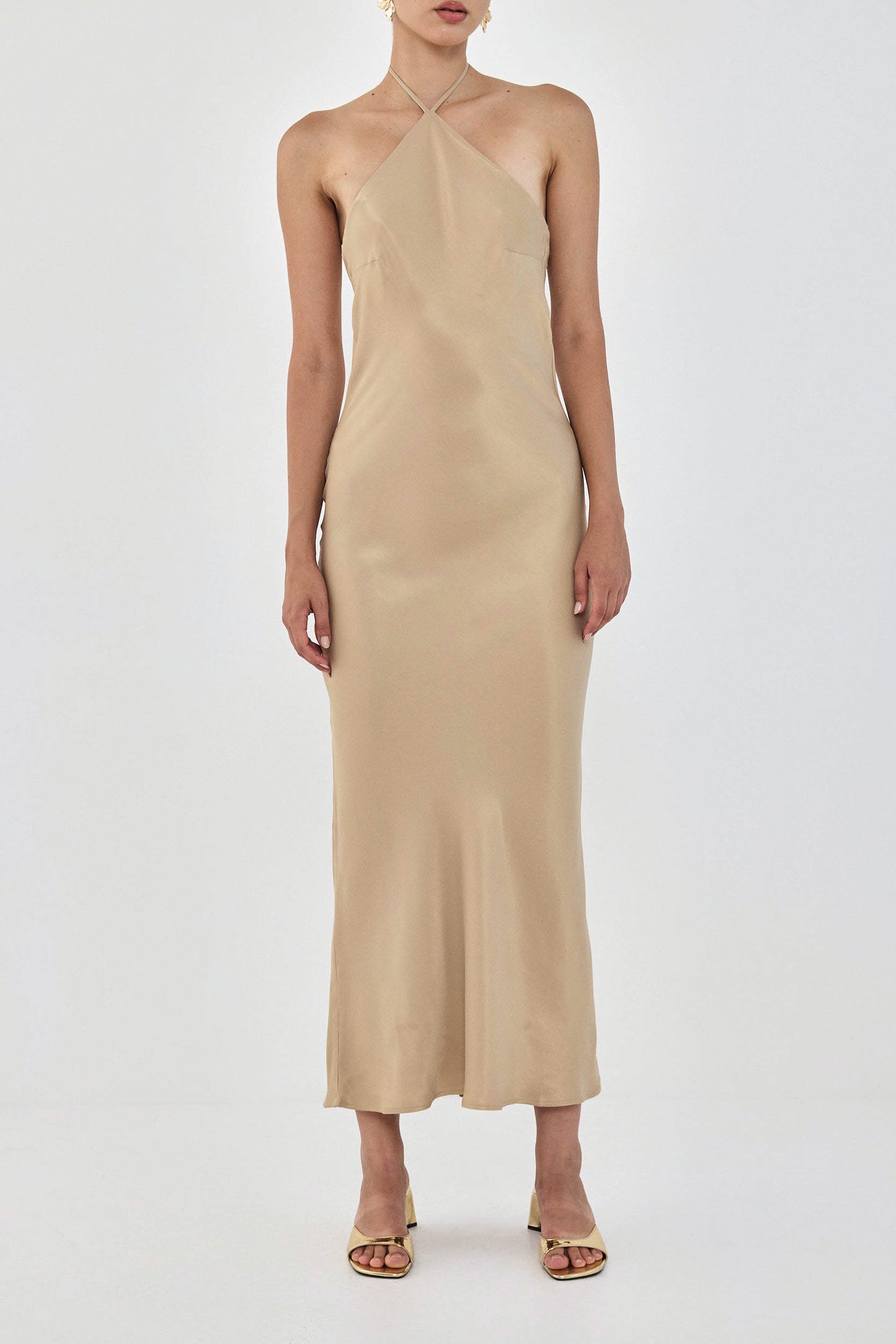 Collar Maxi Satin Dress - Dé Rococo