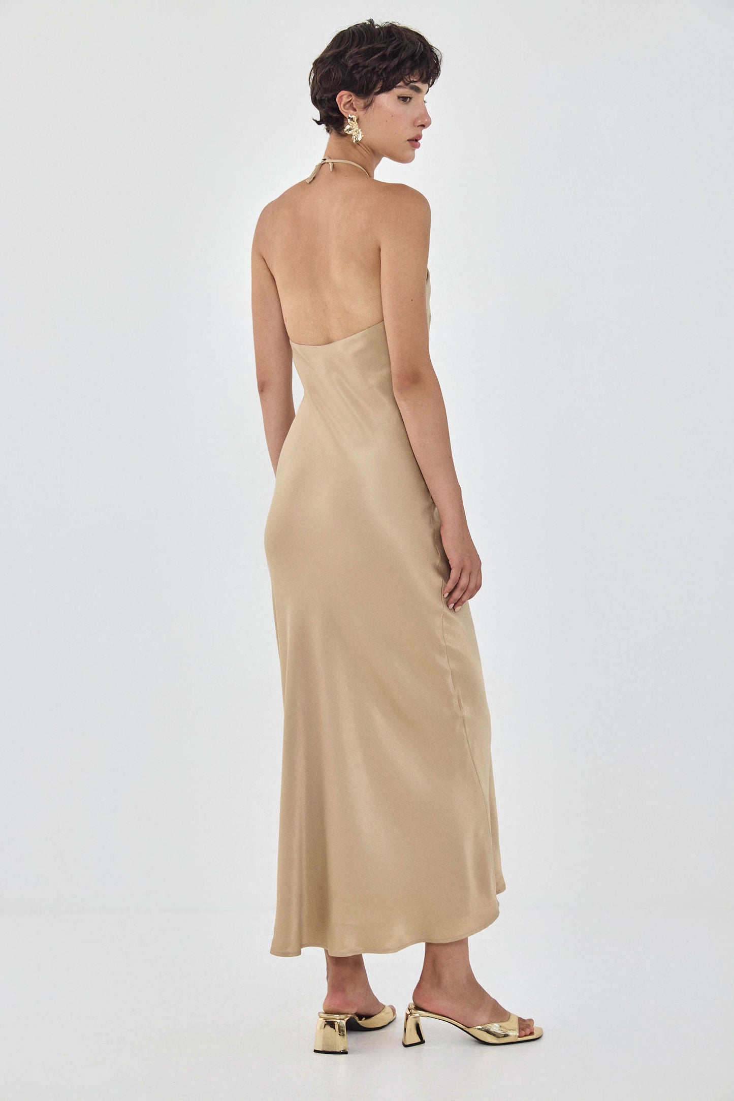 Collar Maxi Satin Dress - Dé Rococo
