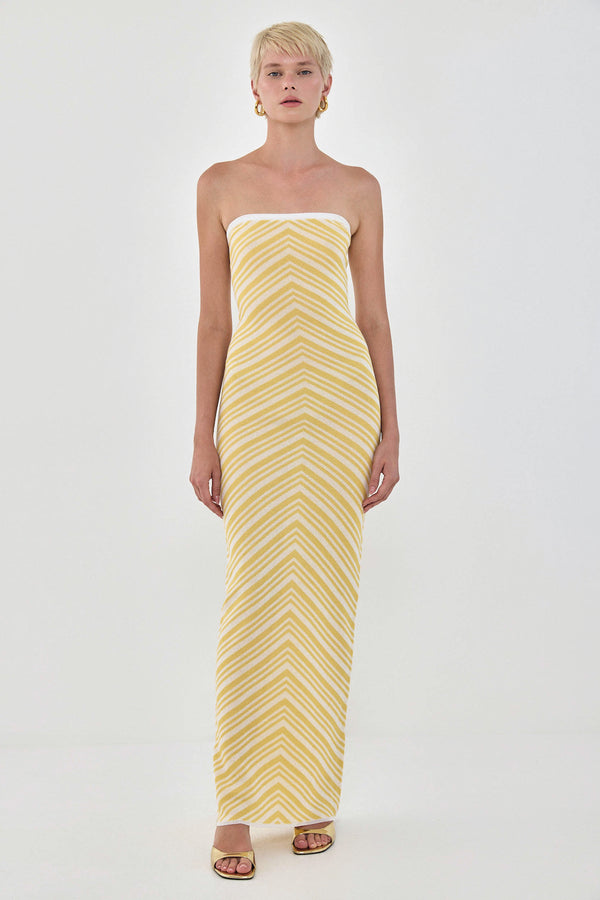 Pattern Knitted Strapless Dress
