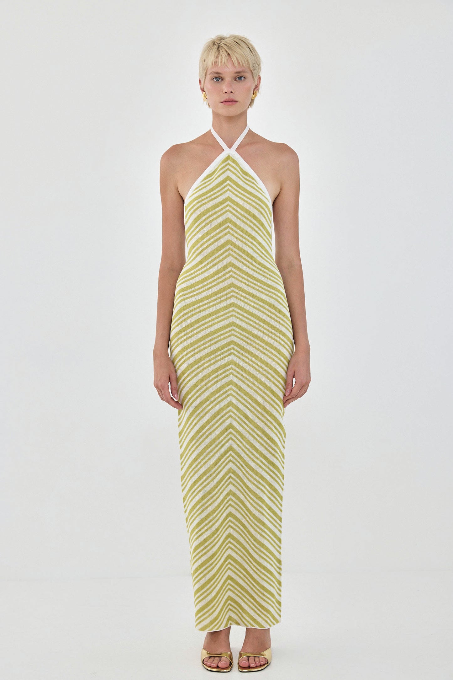Pattern Knitted Collar Maxi Dress