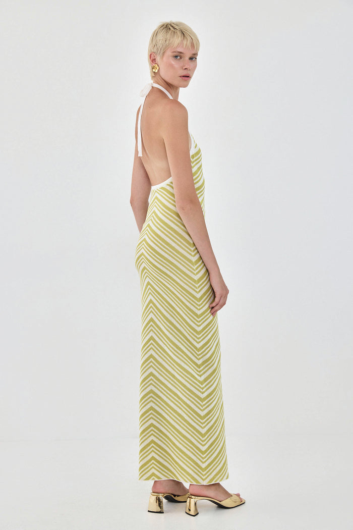 Pattern Knitted Collar Maxi Dress