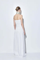 Shirred Strapless Maxi Dress