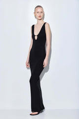 V Neck Buckle Maxi Dress