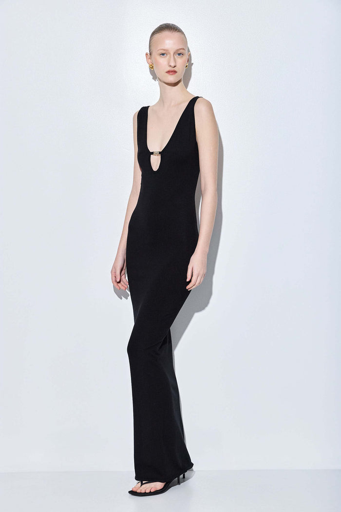 V Neck Buckle Maxi Dress