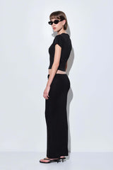Knitted Buckle Maxi Skirt