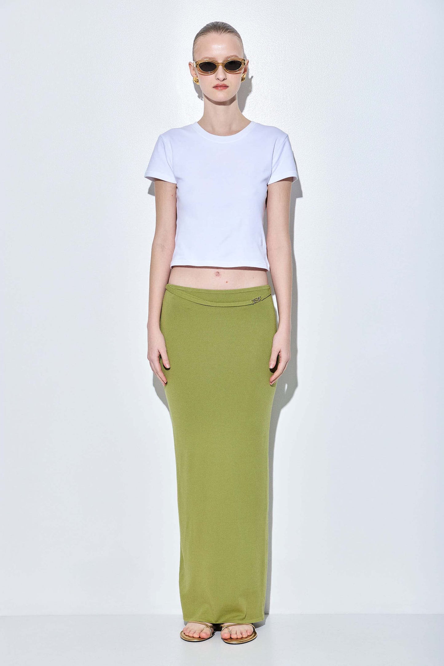 Knitted Buckle Maxi Skirt