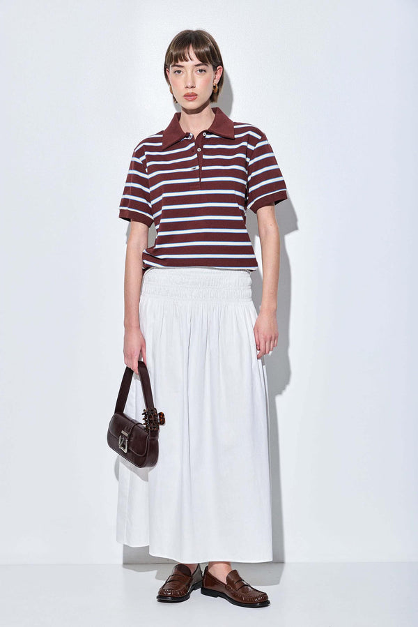 Shirred Waist Maxi Skirt