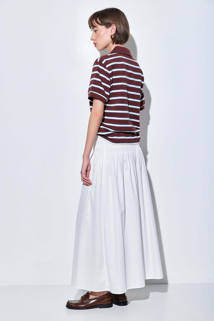 Shirred Waist Maxi Skirt