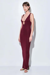 V Neck Buckle Maxi Dress