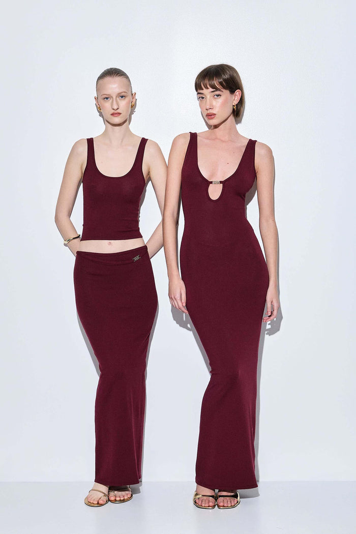Knitted Buckle Maxi Skirt
