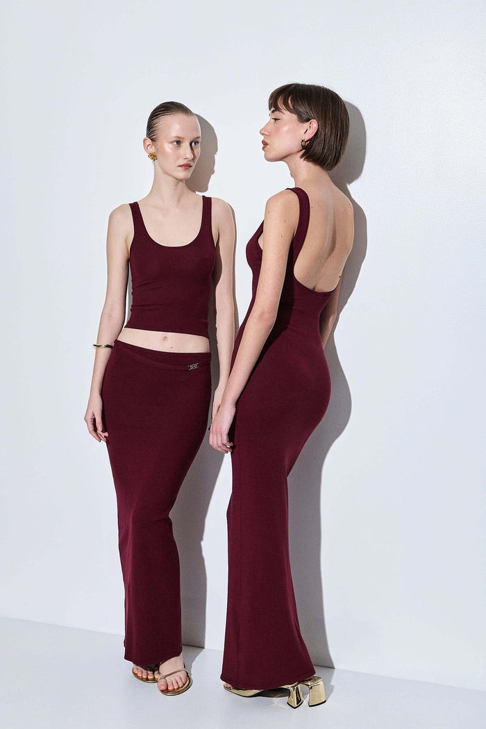Knitted Buckle Maxi Skirt