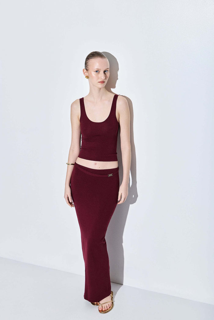 Knitted Buckle Maxi Skirt