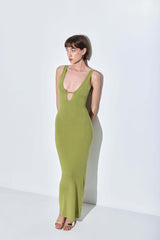V Neck Buckle Maxi Dress