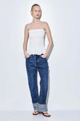 Strapless Shirred Top