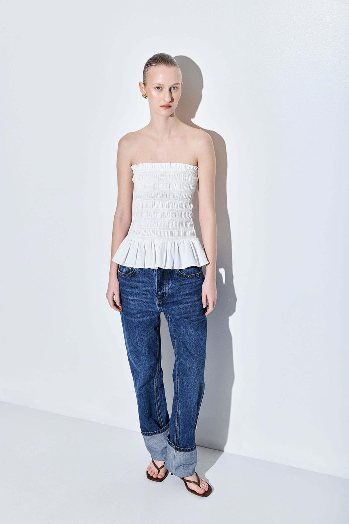 Strapless Shirred Top