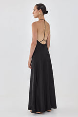 Satin Collared Maxi Dress