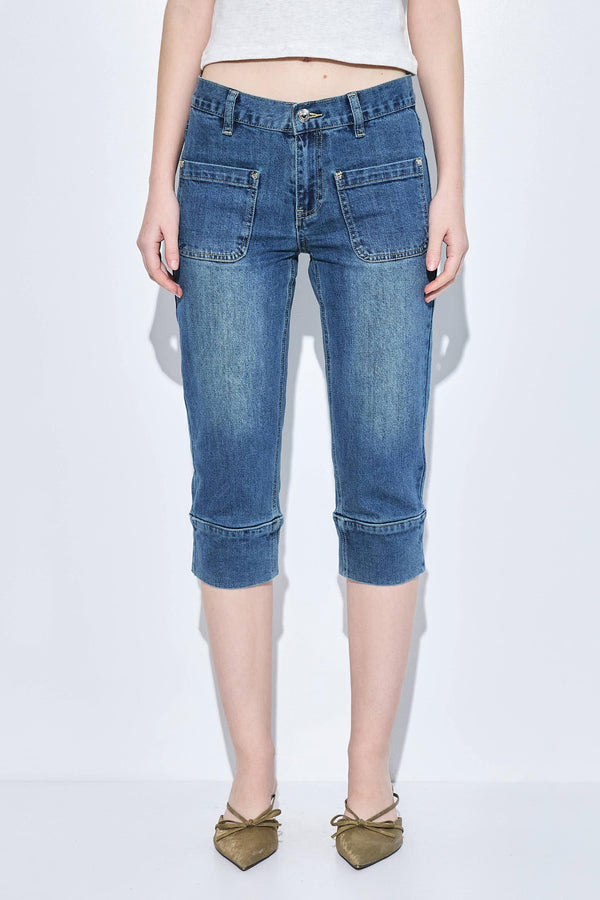 Mid Rise Capri Denim