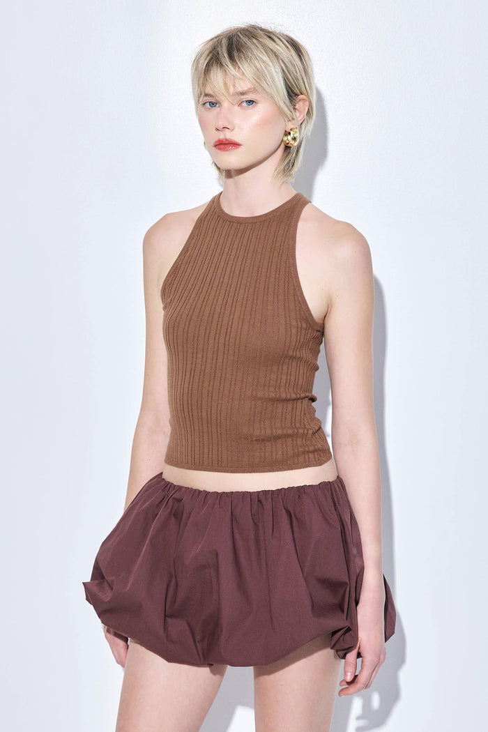 Ribbed Crew Neck Tank Top